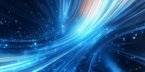 Poster - This captivating, mesmerizing abstract background showcases an array of dynamic blue light rays, which are ideal for representing themes in the realms of science, technology, and innovation