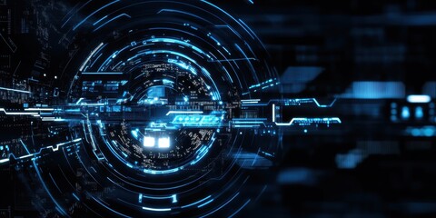 Digital technology, binary code stream, glowing blue data, futuristic interface, abstract cyber landscape, information flow, network connections, technological background, digital transformation, data