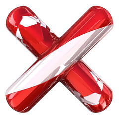 Aufkleber - glossy red and white striped X symbol with reflective texture and modern design