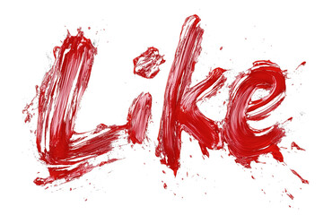 Aufkleber - Ruby red Like text with smooth, jewel like brush textures and splatter effects on transparency background, creating bold and artistic design