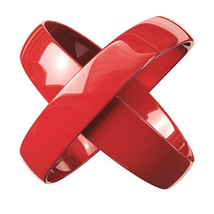 Aufkleber - glossy red X mark with reflective surface, isolated on transparency background, symbolizing error, rejection, or prohibition with modern and sleek design