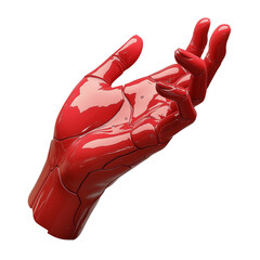 Poster - glossy red plastic hand with futuristic design, featuring smooth curves and segmented details, isolated on transparency background