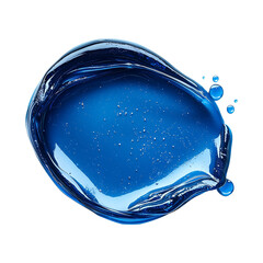 Poster - top view of vibrant deep blue gel with glossy texture and small air bubbles, isolated on transparency background, creating clean and modern aesthetic