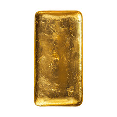 Poster - shiny gold bar with textured surface isolated on transparency background, symbolizing wealth and luxury