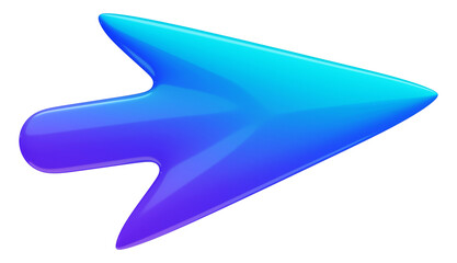 Poster - glossy, gradient arrow in vibrant blue and purple tones, featuring smooth, curved design and 3D effect, symbolizing direction or progress