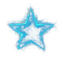 Poster - Electric blue star with neon like brush effects, glowing and isolated on transparency background, creating vibrant and dynamic energy filled design