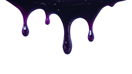 Poster - Dark purple liquid drips down in glossy, smooth flow, creating dramatic and artistic effect against transparency background. texture appears viscous and reflective, adding depth and intrigue