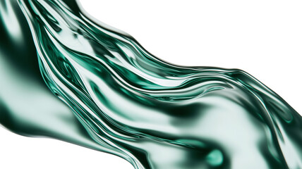 Poster - Abstract flowing green liquid texture with smooth, glossy surface and dynamic motion, evoking sense of fluidity and elegance