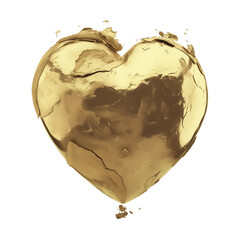 Poster - golden heart with metallic brush accents, isolated on transparency background, exuding elegance and luxury. textured surface adds depth and artistic charm to design