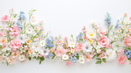 Poster - Floral arrangement showcasing vibrant blossoms in soft pastel colors against a light background