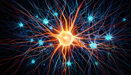 Poster - stunning abstract image depicting a neural network. vibrant colors and intricate details showcase ne