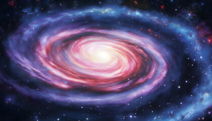 Wall Mural - a colorful galaxy with a blue background and red and purple swirls -