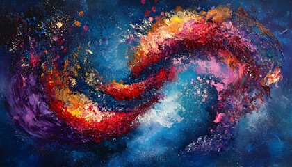 Wall Mural - a colorful galaxy with a blue background and red and purple swirls -