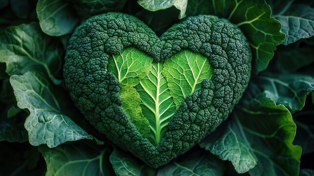 botanical aesthetics: heart-shaped cabbage with soft studio lighting