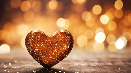 Leinwandbilder - golden heart, sparkling lights: a captivating image of a glittering golden heart, bathed in the warm