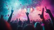 © hello - Euphoric Concert Crowd: A Vibrant Celebration in Pink and Blue