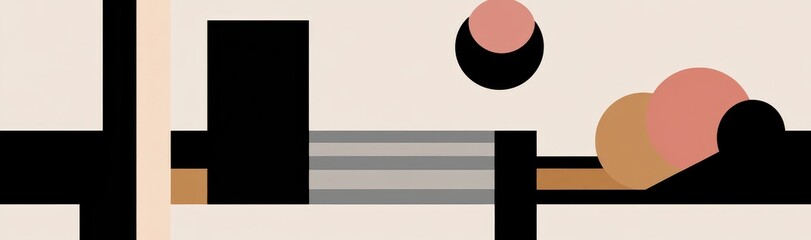 Poster - Surreal and abstract designs in minimalist line art style with elements like columns, stairs, arches, and geometric shapes