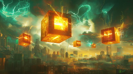Innovation concept vibrant electrical currents con_001