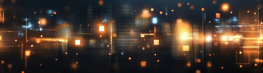 Poster - A vibrant digital background showcasing glowing lights and abstract patterns, perfect for creating dynamic visuals in technology and innovation themes.
