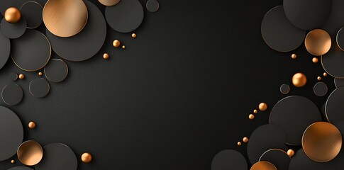 Poster - An abstract composition featuring circular shapes in black and bronze hues, creating a modern and elegant design perfect for backgrounds, textures, or promotional materials.