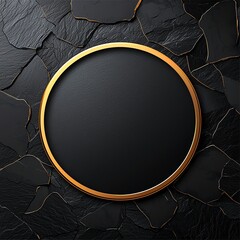 Poster - A contemporary design featuring a circular frame against a textured black stone background. Ideal for showcasing branding, artwork, or other graphic elements in a modern style.