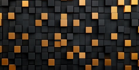 Poster - A visually striking background featuring a pattern of black and golden squares, creating an abstract texture that can enhance any design project or digital artwork.