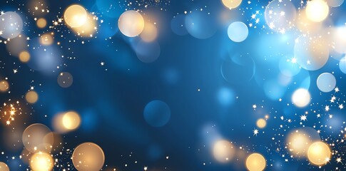Poster - A stunning abstract background featuring vibrant blue and gold bokeh lights, perfect for creating a festive or celebratory atmosphere in design projects.