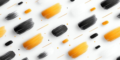 Poster - Abstract brush strokes in bold colors of orange, black, and white create a dynamic and modern texture. Perfect for backgrounds, art design projects, or creative presentations.