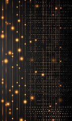 Poster - A stunning abstract background featuring glowing golden lines and dots, creating a mesmerizing digital ambiance perfect for showcasing innovation, technology, or modern digital des