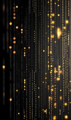 Poster - A stunning visual of abstract golden light strands against a dark background, evoking a sense of elegance and mystery. Ideal for digital art, wallpapers, and multimedia projects.