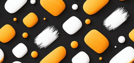 Poster - An abstract design featuring various geometric shapes in orange and white against a black background, perfect for creative projects, digital art, or modern graphic design elements.