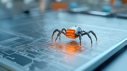 A highly detailed photograph of a futuristic nanobot with intricate mechanical parts