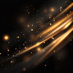 Poster - A mesmerizing abstract image featuring swirling golden particles against a dark background, ideal for digital designs, banners, and artistic projects.
