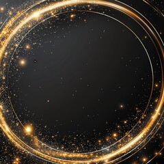 Poster - A stunning abstract background with shimmering golden lights swirling in a circular pattern against a dark backdrop, perfect for creating a sense of elegance and depth in designs.