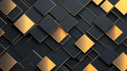 Poster - A stunning abstract background featuring a modern arrangement of gold and black geometric shapes