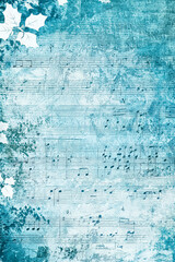 Aufkleber - soft blue hues blended with faded musical notes, ideal for creative projects related to music and art