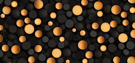 Poster - This abstract pattern features vibrant orange and deep black circles seamlessly blending together. Ideal for backgrounds, digital designs, and modern art projects.