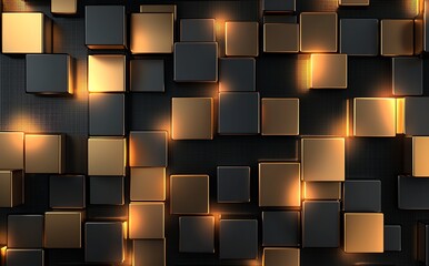 Poster - An abstract image of illuminated cubes arranged in a modern pattern