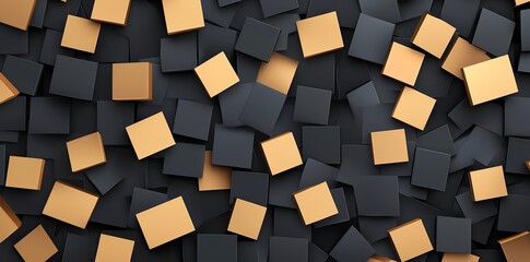 Poster - A captivating abstract image featuring a blend of black and golden squares, creating a modern and minimalistic design perfect for backgrounds, wallpapers, or digital art projects.