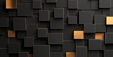 Poster - An abstract design featuring a blend of black and gold squares, creating a modern, geometric aesthetic ideal for backgrounds, websites, and branding projects.