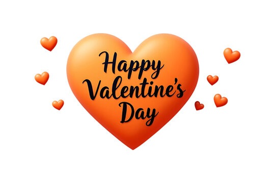Happy valentines day typography text design with heart shape and PNG background.