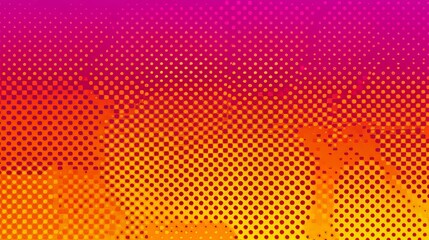 Poster - Retro comic pop art background in orange and magenta with dots and cartoon halftone design, modern illustration eps10
