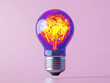 © photobuay - vibrant light bulb design with digital pixel art glowing in warm colors, set against soft pink background