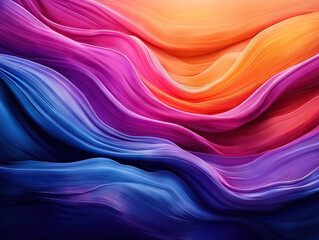 Aufkleber - Colorful abstract landscape with flowing waves in vibrant hues of purple, pink, and orange during sunset
