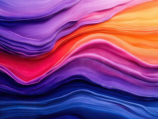 Aufkleber - Colorful abstract landscape with flowing waves in vibrant hues of purple, pink, and orange