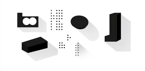 Poster - Seamless black and white geometric motif in a hipster Memphis style