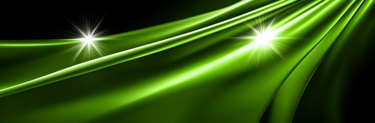 Poster - A horizontal banner with a wave motif, illustrated in a contemporary manner with dark green, olive drab, and very dark green shades