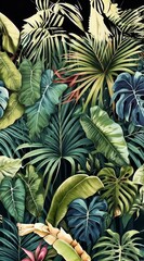 covers banana jungle palm notebook botanical monstera pattern rainforest illustration wallpaper design fabric seamless paper colocasia tropical leaves drawing hand floral abstract texture flower