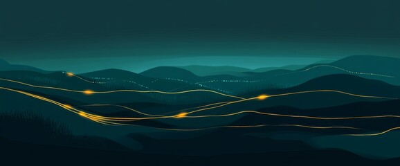 Poster - Modern illustration of Luxury Gold line art wallpaper with a Wave Wall art background for home decor, wallpaper, print, cover, website, and packaging design