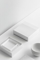 Poster - minimalist package design mockup on clean white background with copy space for branding or text